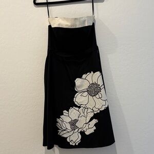 White House Black Market Strapless Black and White Dress